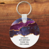 ブルー&パープル宇宙&スターズモダンアゲート誕生日 キーホルダー (正面)