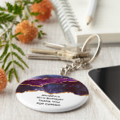 ブルー&パープル宇宙&スターズモダンアゲート誕生日 キーホルダー (側面)