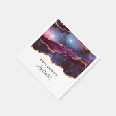 ブルー&パープル宇宙&スターズモダンアゲート誕生日 スタンダードカクテルナプキン (角)