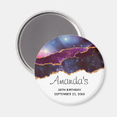 ブルー&パープル宇宙&スターズモダンアゲート誕生日 マグネット (正面/裏面)