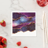 ブルー&パープル宇宙&スターズモダンアゲート スタンダードカクテルナプキン (インサイチュ)