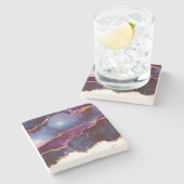 ブルー&パープル宇宙&スターズモダンアゲート ストーンコースター (横)