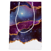 ブルー&パープル宇宙&スターズモダンアゲート ミディアムペーパーバッグ (裏面)