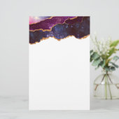 ブルー&パープル宇宙&スターズモダンアゲート 便箋 (スタンド正面)