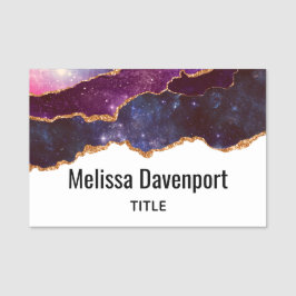 ブルー&パープル宇宙&スターズモダンアゲート 名札