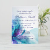 ブルー&パープル抽象芸術フラワーブライダルシャワー 招待状 (スタンド正面)