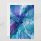 ブルー&パープル抽象芸術フラワーブライダルシャワー 招待状 (裏面)