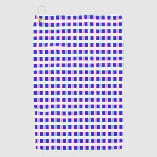 ブルー&パープル電ストライプの気レトロ ゴルフタオル (正面)