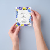 ブルー パープル イエロー 花柄 ウェディング チラシ (手)