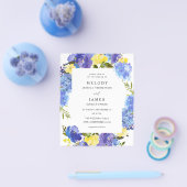 ブルー パープル イエロー 花柄 ウェディング チラシ (シングル)