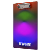 ブルー、パープル、グリーン、オレンジモノグラムのネオン クリップボード (左)