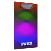 ブルー、パープル、グリーン、オレンジモノグラムのネオン クリップボード (右)