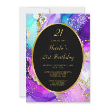 ブルー・パープル・ゴールドのインクの誕生日パーティー