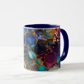 ブルー、パープル、ターコイズアルコール&インクバブル マグカップ (正面右)