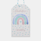 ブルー パープル パステル レインボー ファースト バースデー ギフト タグ (裏面)
