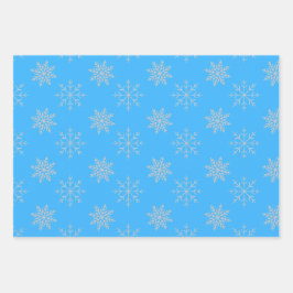 ブルー、パープル、ピンクシートセットの雪3 ラッピングペーパーシート