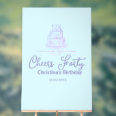 ブルー パープル 名前 誕生日おめでとう ケーキ アクリルサイン (ニュートラル)