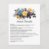 ブルー、パープル、金ゴールド、ブラックフローラゲスト詳細 エンクロージャーカード (正面)