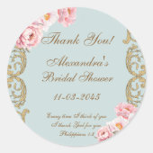 ブルー ピオニー キリスト教 ブライダル シャワー 感謝 ラウンドシール (正面)
