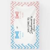 ブルー、ピンクのシェブロン性別が弓と弓のネクタイを明らかにする 横断幕 (縦)