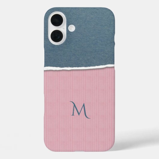 ブルー&ピンクのテクスチャーカスタムモノグラム電話ケース Case-Mate iPhoneケース (裏面)