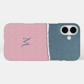ブルー&ピンクのテクスチャーカスタムモノグラム電話ケース Case-Mate iPhoneケース (裏面 (横))