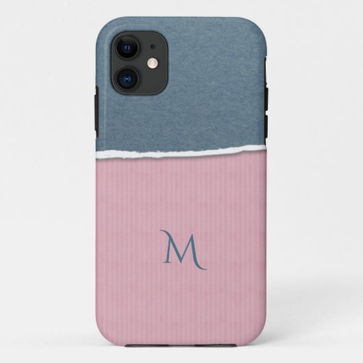 ブルー&ピンクのテクスチャーカスタムモノグラム電話ケース Case-Mate iPhoneケース (裏面)