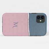 ブルー&ピンクのテクスチャーカスタムモノグラム電話ケース Case-Mate iPhoneケース (裏面(横))