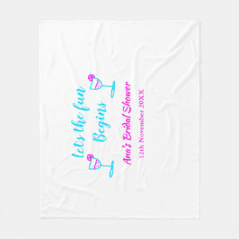 ブルー、ピンクのワイングラス ブライダルシャワーパーティー　楽しい時間を始めましょう フリースブランケット