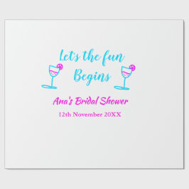 ブルー ピンクのワインボトルを飾ったブライズシャワーパーティー いよいよ楽しい時間が始まる ラッピングペーパー