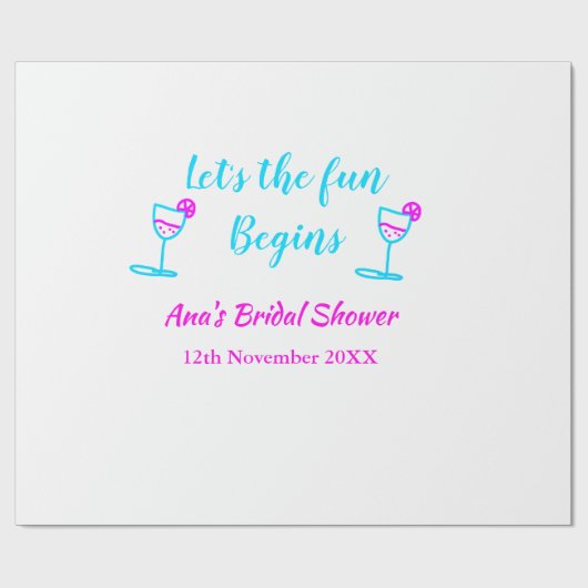 ブルー ピンクのワインボトルを飾ったブライズシャワーパーティー いよいよ楽しい時間が始まる ラッピングペーパー (フラット)