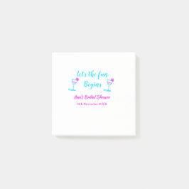 ブルー ピンクのワインボトル ブライズ シャワーパーティー 楽しい時間を始めましょう ポストイット