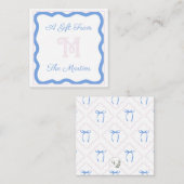 ブルー/ピンクの優美な弓2.5インチx 2.5インチエンクロージャカード エンクロージャーカード (正面/裏面)