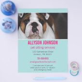 ブルー&ピンクの写真ペット座りサービスのフライヤー1 チラシ (シングル)