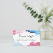 ブルー ピンクの水飛沫 水彩 おむつくじチケット エンクロージャーカード (スタンド正面)