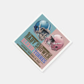 ブルー&ピンクアメリカンフットボールのヘルメット赤ちゃんシャワー スタンダードカクテルナプキン (角)