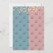 ブルー&ピンクアメリカンフットボールのヘルメット赤ちゃんシャワー 招待状 (裏面)