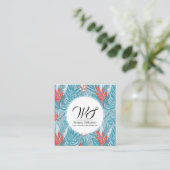 ブルー&ピンクアーバン葉ジャングルビジネスカード スクエア名刺 (スタンド正面)