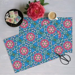 ブルー&ピンクアールデコガラスリボンエレガントヴィンテージ 薄葉紙