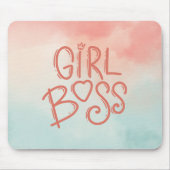 ブルー&ピンクウォーターカラーガールボス マウスパッド (正面)
