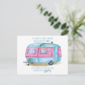 ブルー&ピンクウォーターカラーレトロヴィンテージグランパー ポストカード (スタンド正面)