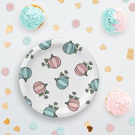 ブルー&ピンクカボチャ性別リビールパーティー ペーパープレート