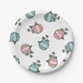 ブルー&ピンクカボチャ性別リビールパーティー ペーパープレート (正面)