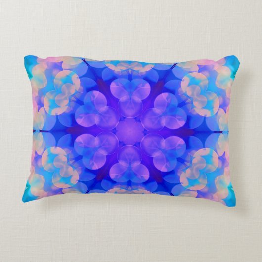ブルー&ピンクグラデーションパステルバブルアート アクセントクッション (裏面)