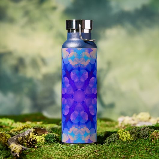 ブルー&ピンクグラデーションパステルバブルアート ウォーターボトル (アウトドア)