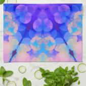 ブルー&ピンクグラデーションパステルバブルアート キッチンタオル (折り畳み)