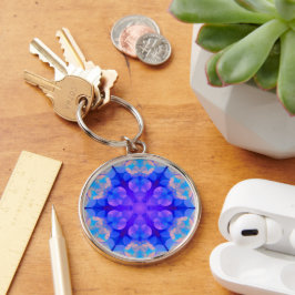 ブルー&ピンクグラデーションパステルバブルアート キーホルダー