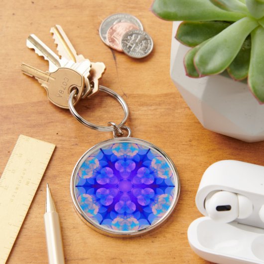 ブルー&ピンクグラデーションパステルバブルアート キーホルダー (デスク)