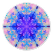 ブルー&ピンクグラデーションパステルバブルアート セラミックノブ (正面)