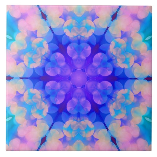 ブルー&ピンクグラデーションパステルバブルアート タイル (正面)